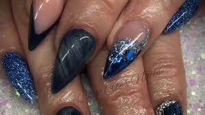 Check out our dark blue acrylic selection for the very best in unique or custom, handmade pieces from our shops. Acrylic Nails Blue Design With Cat Eye Gel Polish Youtube