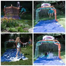 We built a water slide race track in our backyard!! Make Your Own Obstacle Course For Kids And Diy Slip N Slide