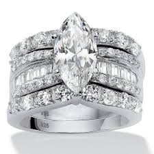 Once you're presented with an engagement ring, it's time to start thinking about wedding bands. Fingerhut Palmbeach Jewelry Platinum Plated Sterling Silver Princess Cut And Square Cz Bridal Set
