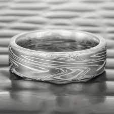 Unique Damascus Steel Flat Wedding Band For Men Stainless Etsy Damascus Steel Wedding Band Steel Wedding Bands Mens Wedding Bands