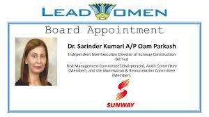 Sunway construction group bhd : Congratulations Dr Sarinder Kumari Leadwomen Sdn Bhd Facebook