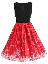 Plus Size Christmas Snowflake Vintage Flare Dress