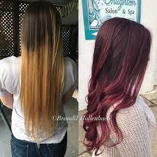 From Blonde To Firecracker Darker Red Shadow Root Into A Cherry Red Blonde Hair With Roots Long Burgundy Hair Burgundy Roots Blonde Hair