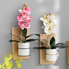 Slate grey ceramic pot recessed into a beautiful wood slab, perfect display for one of your most cherished plants! Nordic Home Decoration Vintage Wall Mounted Ceramic Flower Pots With Wood Stand Wall Hanging Planter Pot For Succulent Plants Flower Pots Planters Aliexpress