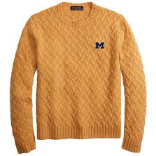Check spelling or type a new query. Brooks Brothers University Of Michigan Yellow Lambs Wool Traveling Cable Knit Crewneck Sweater