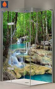 Eck Duschruckwand Ruckwand Dusche Alu Fliesenspiegel Fliesen Wasserfall Motive Duschruckwand Spiegelfliesen Fliesenspiegel