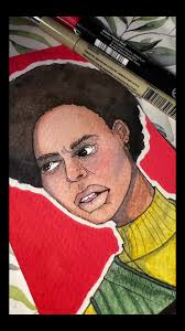 What’s her face saying to you? #blackartistsoftiktok #blackgirldrawing  #womenartistsoftiktok #artistsoftiktok #blackgirlportrait #inksketch  #blackgirlpainting