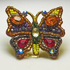 1990s Bradley Levin Butterfly Ring Beaded Bejeweled, Rainbow Gemstone  Ring/Butterfly Jewelry/Insect Jewelry/Fine Art Ring/Designer Ring