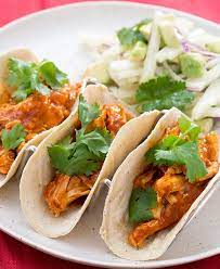 Pulled Chicken Tacos With Jicama Avocado Salad Recipe Pulled Chicken Tacos Recipes Chicken Tacos