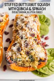 Stuffed Butternut Squash With Quinoa Mushrooms Spinach Family Food On The Table Recipe Clean Eating Vegetarian Recipes Vegetarian Recipes Vegetarian