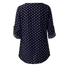 Women Polka Dot 3 4 Sleeve Blouse Tops Ladies Casual Office Work V Neck T Shirt Walmart Com