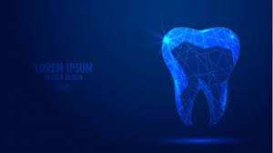 Human Tooth Dental Implant Geometric Lines Low Poly Style Wireframe Banner Template
