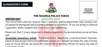 One of the requirements for obtaining the nigerian passport is the filling of a guarantor's form. Download Nigeria Police Guarantors Form For 2020 Recruitment Nyscinfo Com