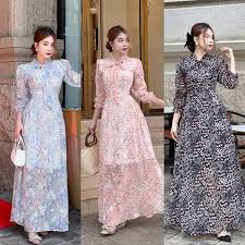 Đầm Maxi Tay Dài Cột Nơ Duyên Dáng