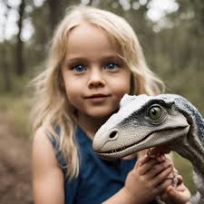 Young woman riding dinosaur