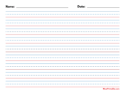 Printable Blue And Red Name And Date Handwriting Paper 1 2 Inch Landscape For Letter Paper Handwriting Paper Handwriting Paper Template Lined Writing Paper
