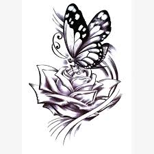 Mx 1188 Temporary Tattoo Sticker 15 21 Cm 5 9 8 2 In Unetattoo Rose And Butterfly Tattoo Neck Tattoo Tattoos