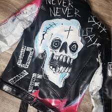 Lil Peep Skull Jacket Never Say Die High Quality Clothing Design Sketches Diy Leather Jacket Skull Jackets