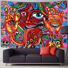 Witchcraft Psychedelic Tapestry On The Wall Polyester Fabric Hippie Boho Decor Colorful India Bedspread Be Trippy Tapestry Psychedelic Tapestry Hippie Tapestry