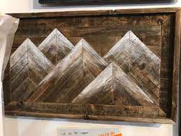 Five Mountain Repurposed Barnwood Wall Art Barnwood Wall Art Mountain Wood Art Wood Wall Art