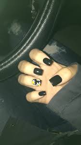 Coffin Shaped Black Sunflower Acrylic Nails Black Acrylic Nails With White Daisies Black Toe Nails Sunflower Nails Nails