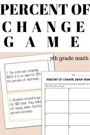 Percent Of Change Activity Swap Game Tpt Digital Activity Percent Of Change 7th Grade Math Math