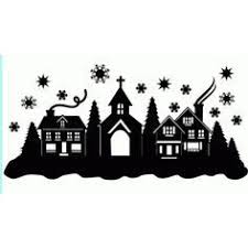 Download Cricut Village Maison Houses Hiver Winter Silhouette Design Store Christmas Town Snow Scene Christmas Stencils Silhouette Christmas Silhouette Cameo Christmas
