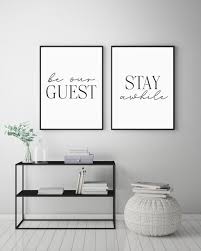 Be Our Guest Stay Awhile Printable Sign Set Matching Home Etsy Living Room Quotes Living Room Wall Wall Art Living Room