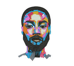 Machine Embroidery Design, Man Portrait, Abstract Style