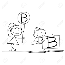 Disegno A Mano Personaggio Dei Cartoni Animati Felicità Alfabeto B