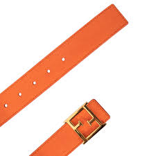 My Luxury Bargain Fendi Orange Saffiano Leather Ff Logo Buckle Belt Size 34 Inch 2 My Luxury Bargain