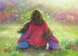 Mother And Two Daughters Art Print Two Girls Paintings Etsy Mother Painting Painting Of Girl Mother Daughter Art