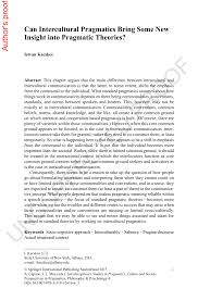 Pdf Can Intercultural Pragmatics Bring Some New Insight Into Pragmatic Theories