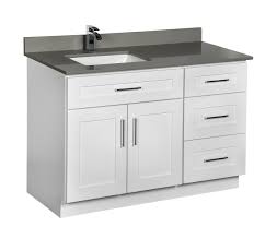 offset bathroom vanity in white