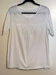 Details About Merona Womens Size Large Blouse Buttons Short Cut Off Sleeves Scoop Vneck White