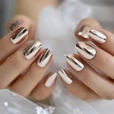 Alibaba.com offers 2,082 makeup acrylic nail products. Reflective Mirror Champagne Pink Metal Plating Press On False Acrylic Nail Tips Metallic Round Wear Fake Nails False Nails Aliexpress