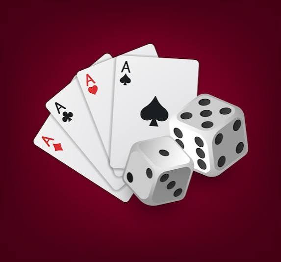Playing cards and dice casino logo vector illustration | Premium Vector