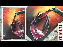 How To Paint A Glass Of Red Wine Painting Tutorial Step By Step Sparkling Youtube Wine Painting Diy Wine Glasses Painted Painting Tutorial