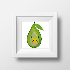 Pokemon Pika Avocado Pikacado Video Game Comics Anime Etsy Cross Stitch Patterns Cross Stitch Pokemon