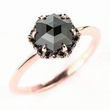Black Diamond Rose Gold Engagement Ring By Pointnopointstudio Black Engagement Ring Rose Gold Black Diamond Black Diamond Ring Engagement
