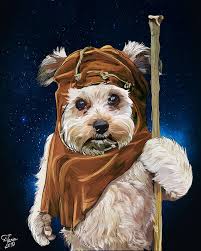 Ewok Dog Costume Star Wars Legion Pet Portrait Painting Etsy Pet Portraits Star Wars Dog Costumes Dog Caricature