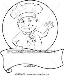 Chef in a cooking hat vector outline symbol. Cook With Poster Outline Clip Art K9945407 Fotosearch