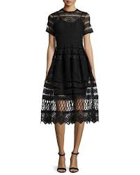 Tcuau Alexis Alanna Short Sleeve Lace Midi Dress Black Black Lace Midi Dress Sheer Lace Dress Scalloped Lace Dress