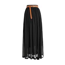 Rotita Black Elastic Waist Chiffon Maxi Skirt Long Chiffon Skirt Chiffon Maxi Skirt Long Chiffon Maxi Skirt