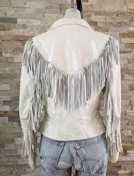 Vintage 80 S White Fringe Jacket Sterling Stall S Fringe Jacket Fringe Leather Jacket White Fringe Leather Jacket