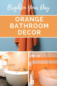 Pretty Bright Orange Bathroom Decor That S A Color You Don T See Very Often Right Especially N Orange Bathroom Decor Orange Bathrooms Blue Bathroom Decor
