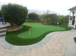 Putting Green Pavers Sand Trap Combination Backyard Putting Green No Grass Backyard Synthetic Grass Backyard