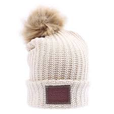 Beanie White Speckled Pom Beanie Natural Pom Love Your Melon Hats Pom Beanie Love Your Melon