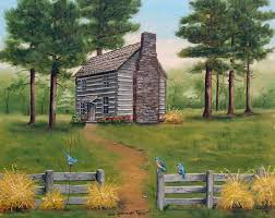 The Hickory Tavern Spring Cabin Art Folk Art Landscape Prints