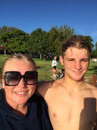 Pitbull's first swimming experience